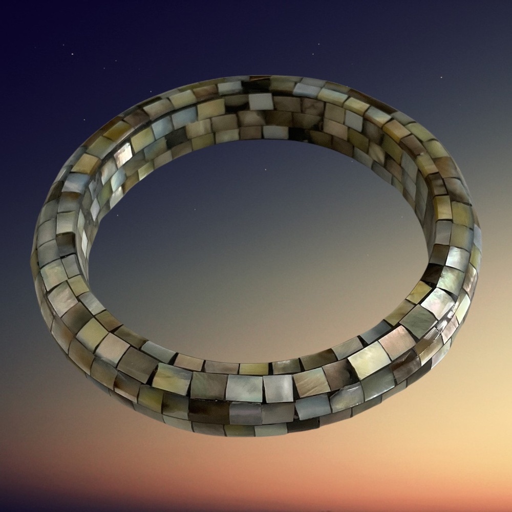 💖 Beautiful Mosaic Shell Bangle Bracelet 💖